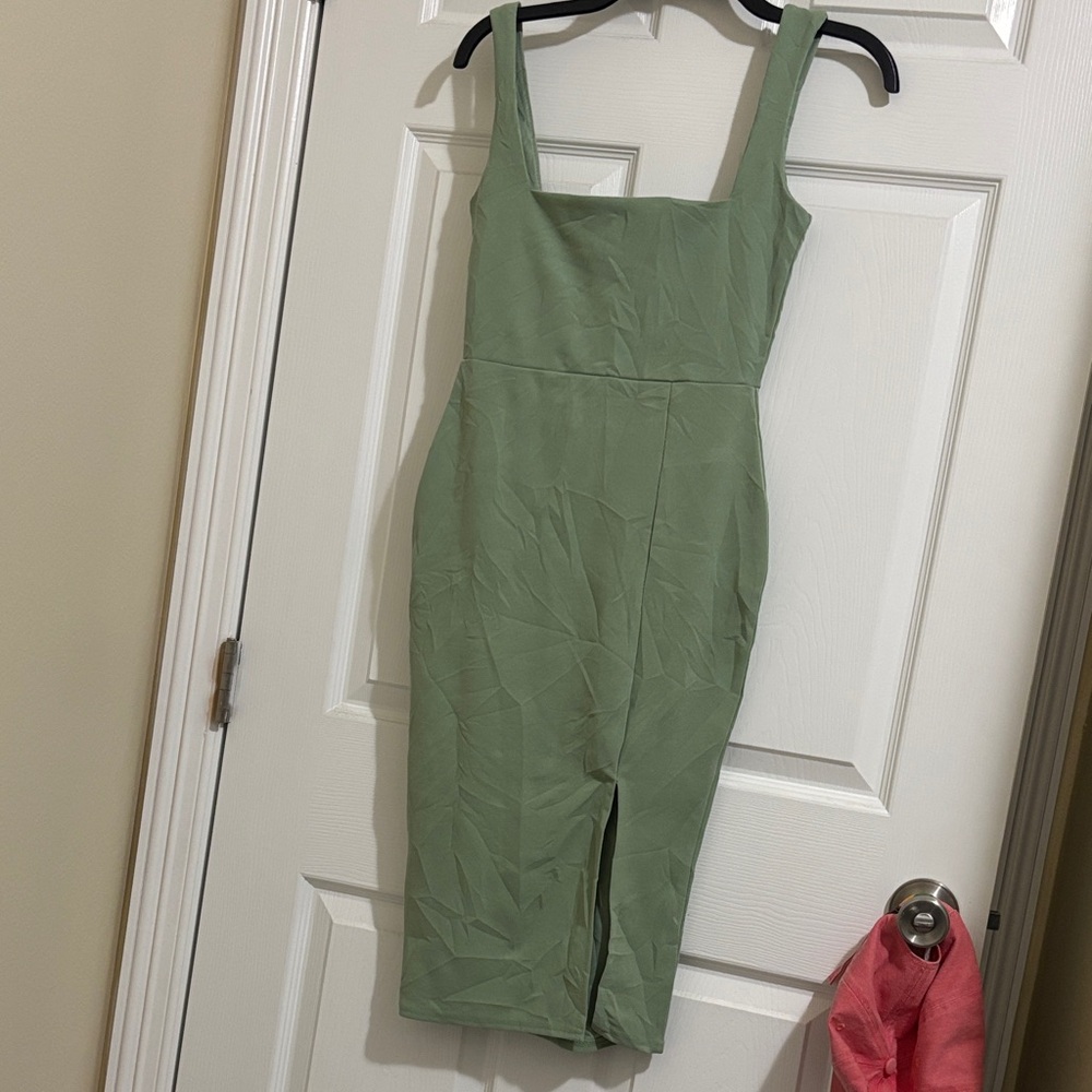 Nasty Gal Sage Green Midi Dress